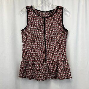 Ann Taylor Womens Multicolor Sleeveless Round Neck Side Zip Blouse Top Size 4